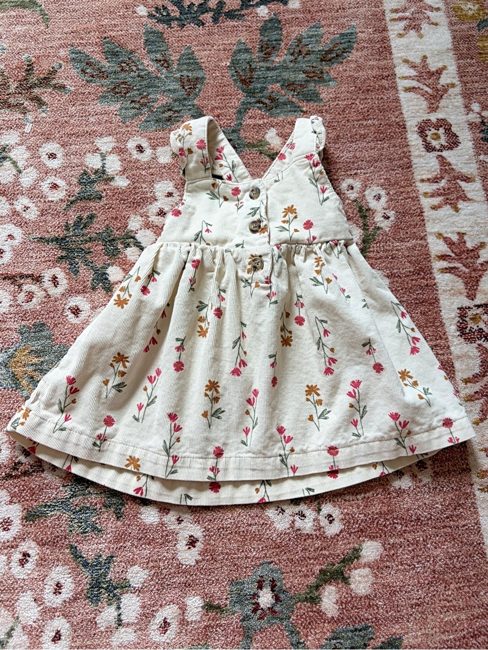 Carter's Cream Floral Button-Front Sundress with Pink and Yellow Flowers